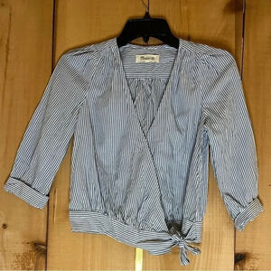 Madewell Blue Striped Wrap Top​
